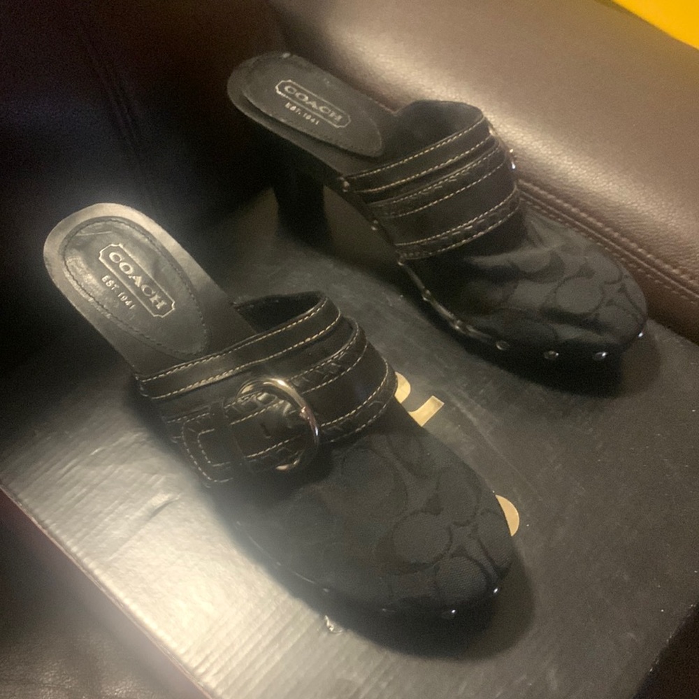 Coach heeled clogs